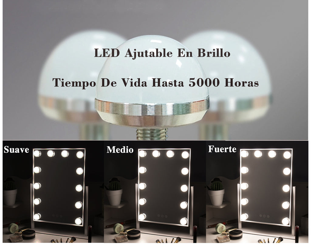 Espejo Led Para Maquillaje Tocador 3 Tipo Luz Touch Log-on